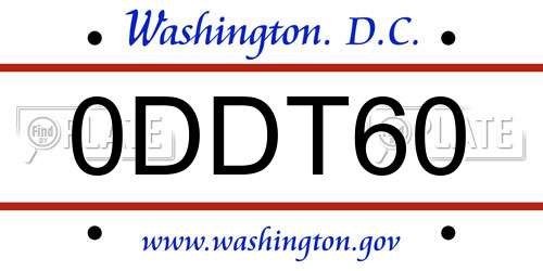 0DDT60 District Of Columbia License Plate