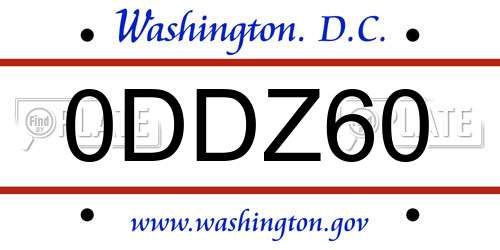 0DDZ60 District Of Columbia License Plate