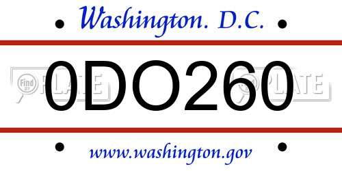 0DO260 District Of Columbia License Plate