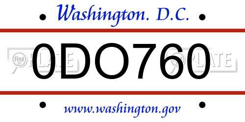 0DO760 District Of Columbia License Plate