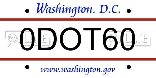 0DOT60 District Of Columbia License Plate