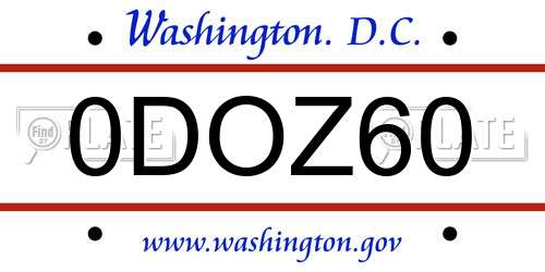 0DOZ60 District Of Columbia License Plate