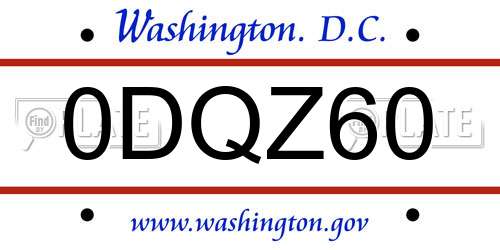 0DQZ60 District Of Columbia License Plate