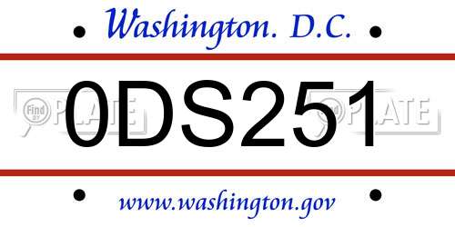 0DS251 District Of Columbia License Plate