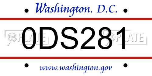 0DS281 District Of Columbia License Plate