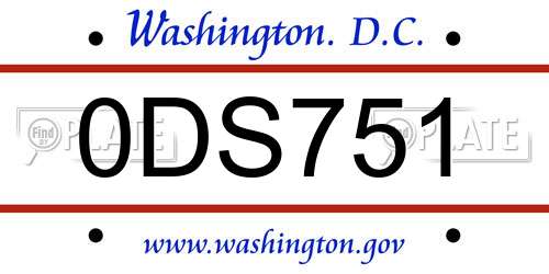0DS751 District Of Columbia License Plate