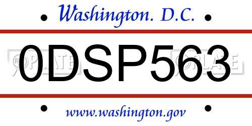 0DSP563 District Of Columbia License Plate