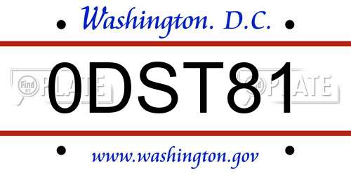 0DST81 District Of Columbia License Plate