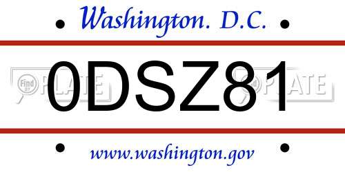 0DSZ81 District Of Columbia License Plate