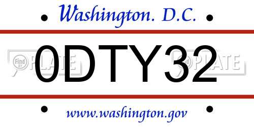 0DTY32 District Of Columbia License Plate