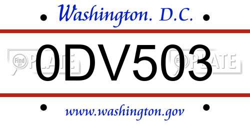 0DV503 District Of Columbia License Plate