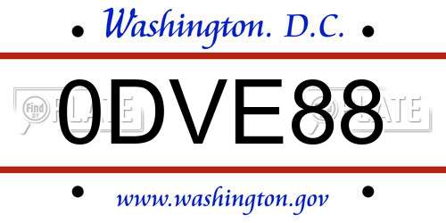 0DVE88 District Of Columbia License Plate