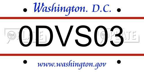 0DVS03 District Of Columbia License Plate