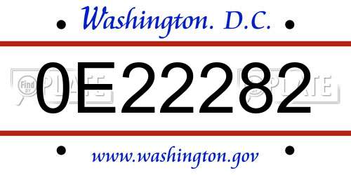 0E22282 District Of Columbia License Plate