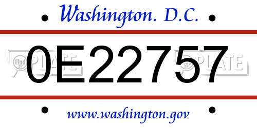 0E22757 District Of Columbia License Plate