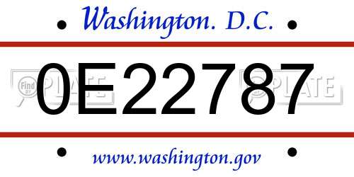 0E22787 District Of Columbia License Plate