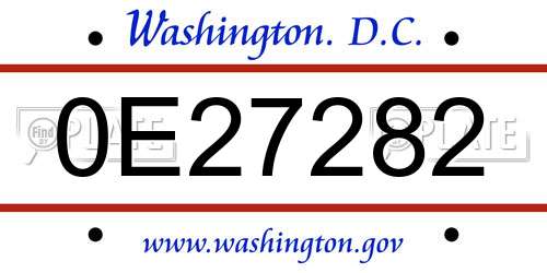 0E27282 District Of Columbia License Plate