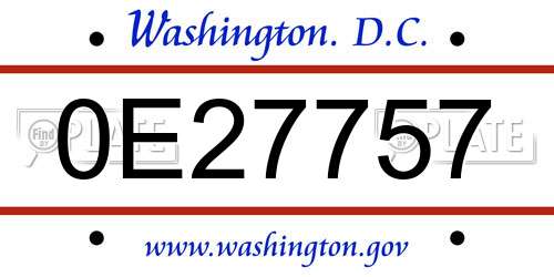 0E27757 District Of Columbia License Plate