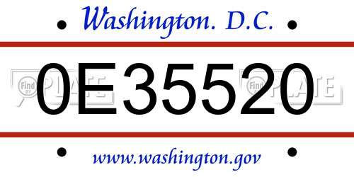 0E35520 District Of Columbia License Plate