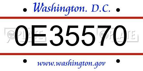 0E35570 District Of Columbia License Plate