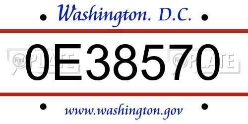 0E38570 District Of Columbia License Plate