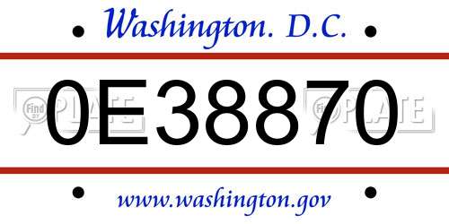 0E38870 District Of Columbia License Plate