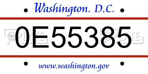 0E55385 District Of Columbia License Plate