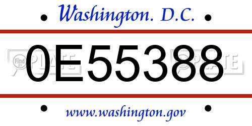 0E55388 District Of Columbia License Plate