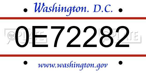 0E72282 District Of Columbia License Plate