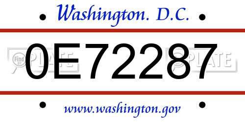 0E72287 District Of Columbia License Plate
