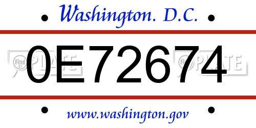 0E72674 District Of Columbia License Plate
