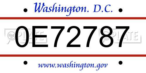 0E72787 District Of Columbia License Plate