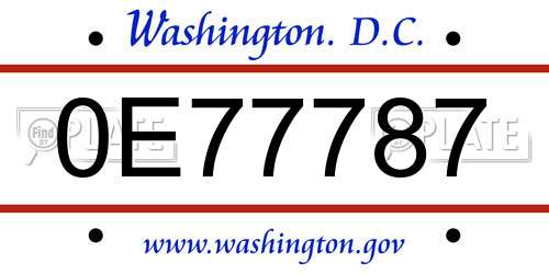 0E77787 District Of Columbia License Plate