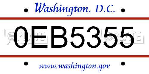 0EB5355 District Of Columbia License Plate