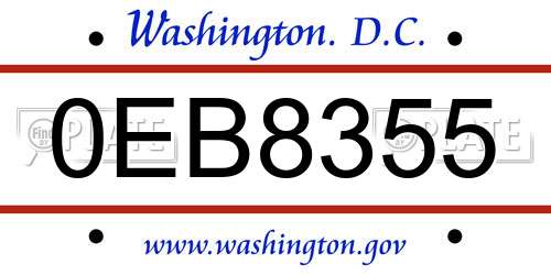 0EB8355 District Of Columbia License Plate