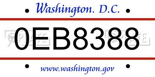 0EB8388 District Of Columbia License Plate