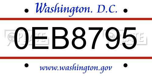 0EB8795 District Of Columbia License Plate