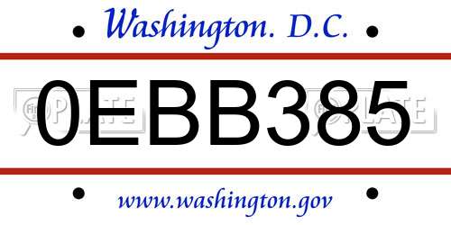 0EBB385 District Of Columbia License Plate