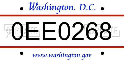 0EE0268 District Of Columbia License Plate