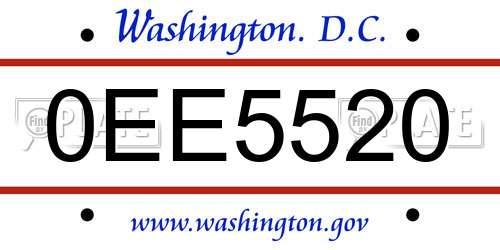 0EE5520 District Of Columbia License Plate