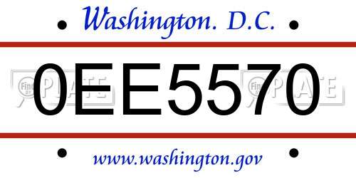 0EE5570 District Of Columbia License Plate