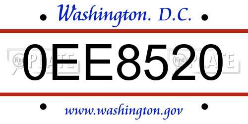 0EE8520 District Of Columbia License Plate