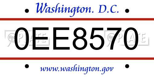 0EE8570 District Of Columbia License Plate