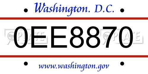 0EE8870 District Of Columbia License Plate