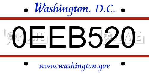 0EEB520 District Of Columbia License Plate