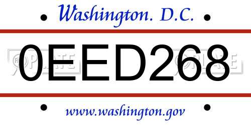 0EED268 District Of Columbia License Plate