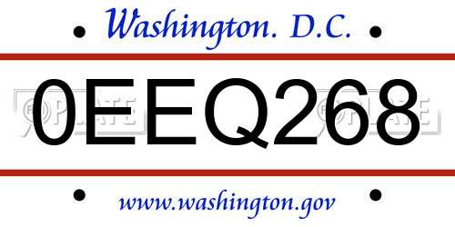 0EEQ268 District Of Columbia License Plate