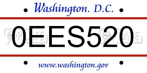 0EES520 District Of Columbia License Plate