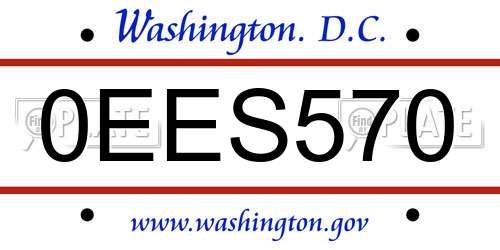 0EES570 District Of Columbia License Plate