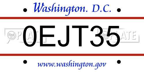 0EJT35 District Of Columbia License Plate